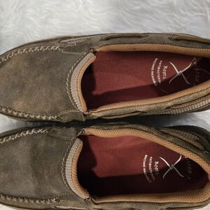 Twisted‎ Brown Suede Slip-On Loafers